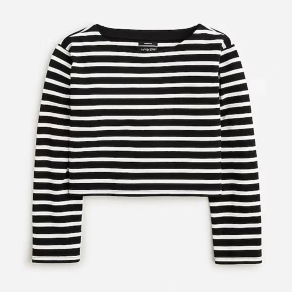 J. Crew Black and White Striped Long Sleeve Tee